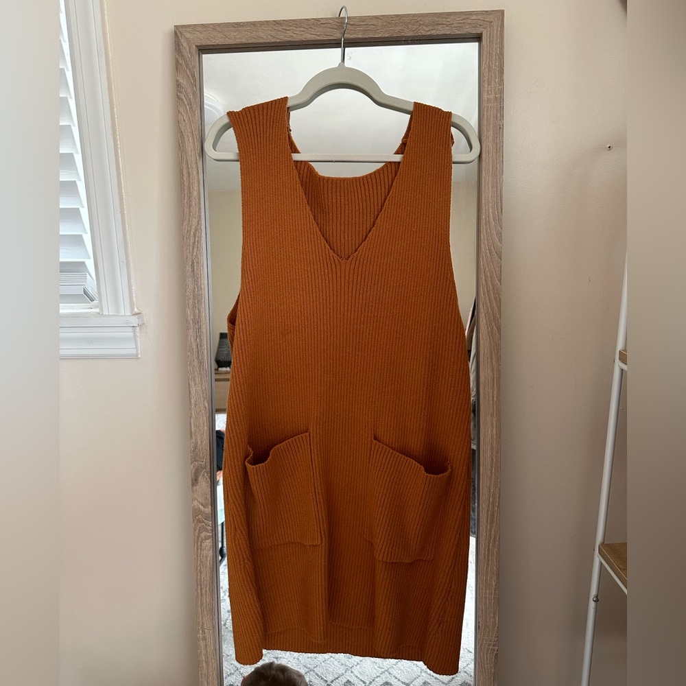 Ribbed knit sweater tank dress.